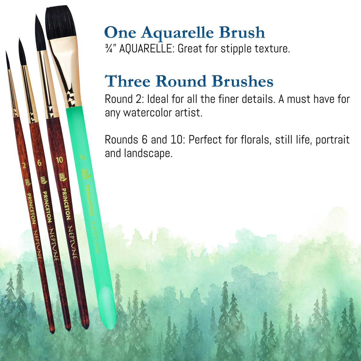 Princeton Neptune 4750 Series Watercolor Brush Set – Watercolor Brushes Professional Soft Synthetic