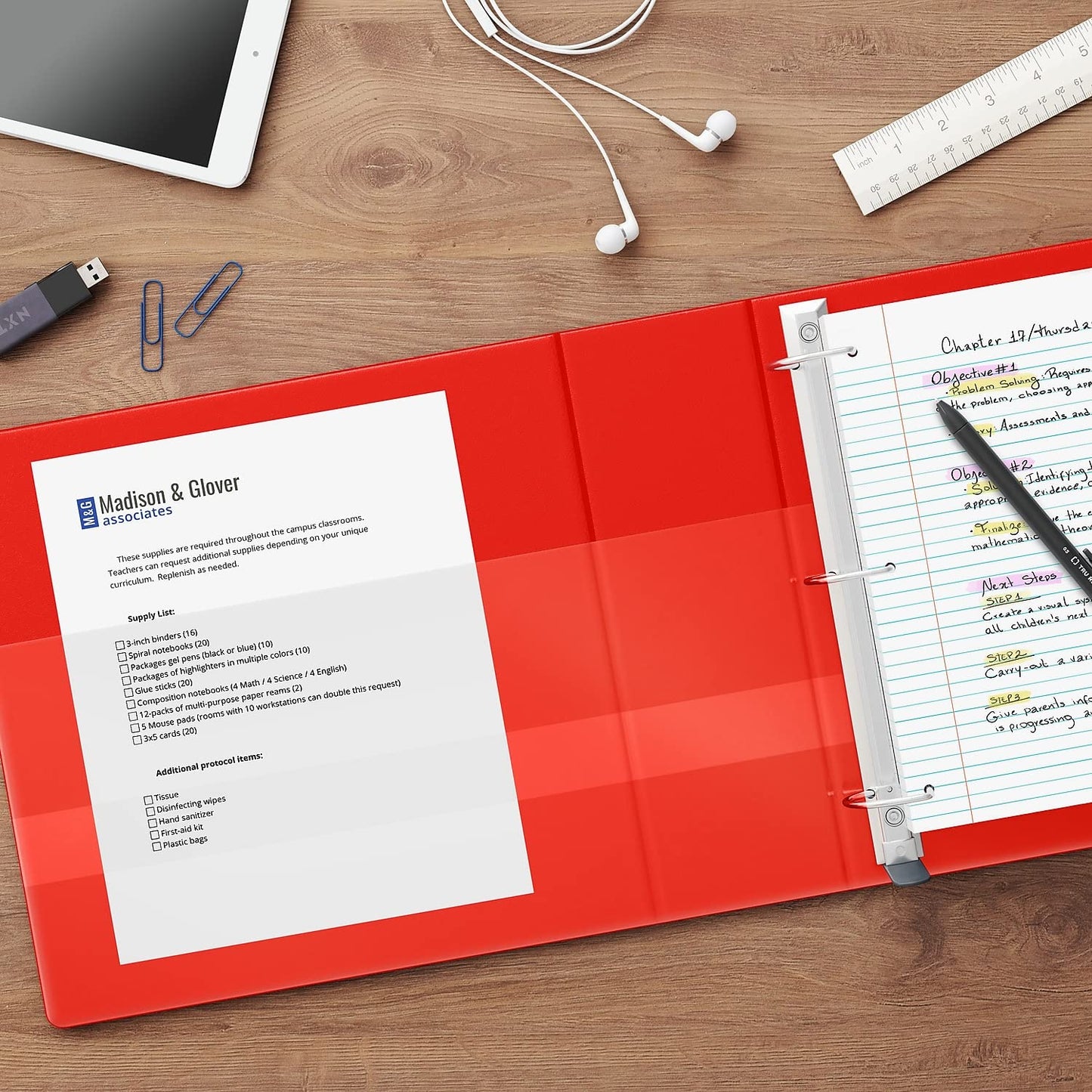Staples Heavy-Duty 2-Inch D-Ring View Binder, Red, 450 Sheets