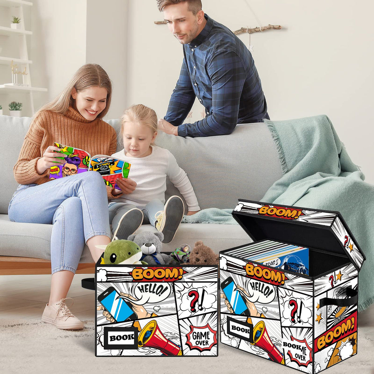 YNSZAS 5 Pack Collection Comic Book Storage Boxes, Protector Organizer 15.8" X 7.8" X 11.8"