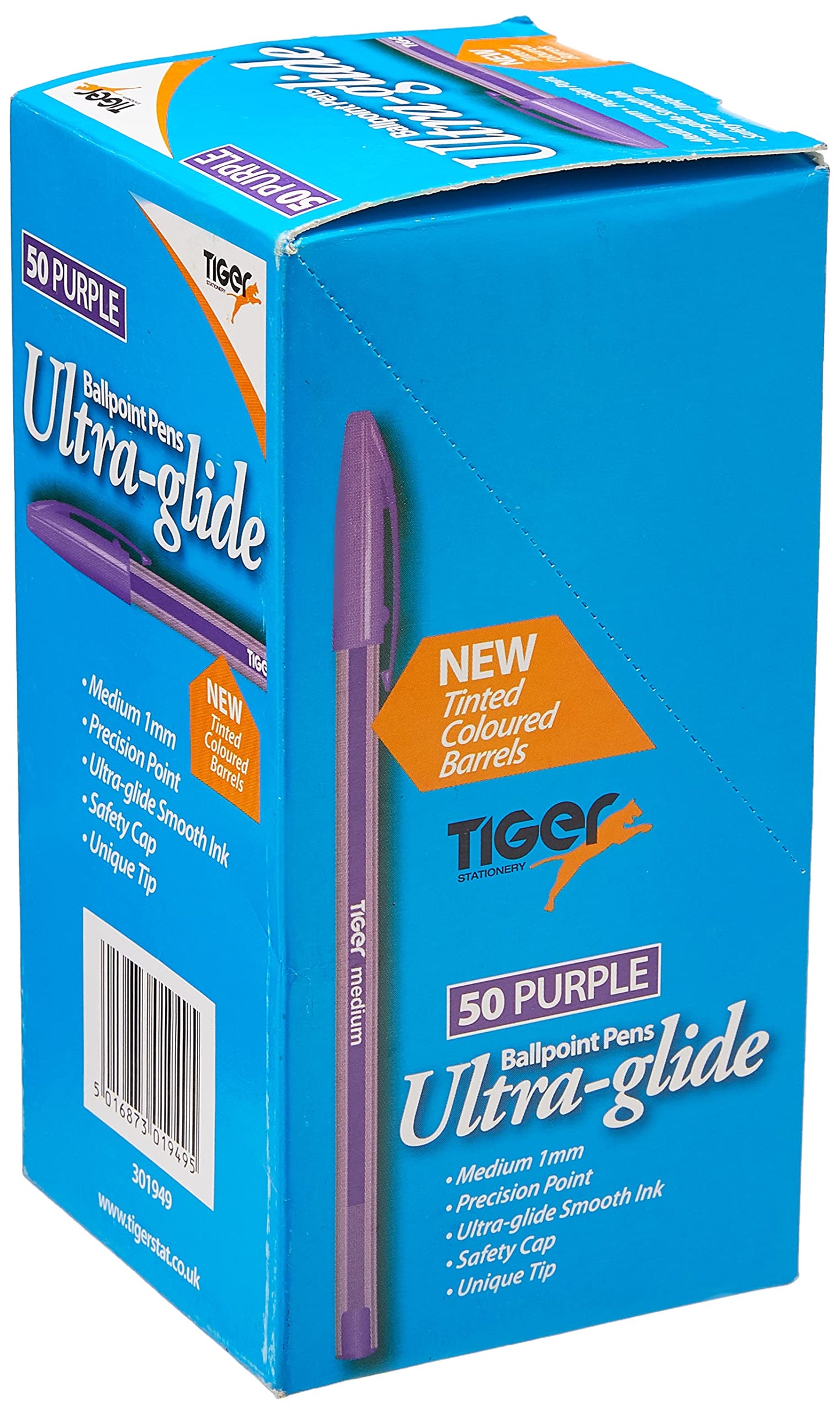 Tiger Stationery 301949 Ultra-Glide Ballpoint Pen - Purple (Pack of 50)