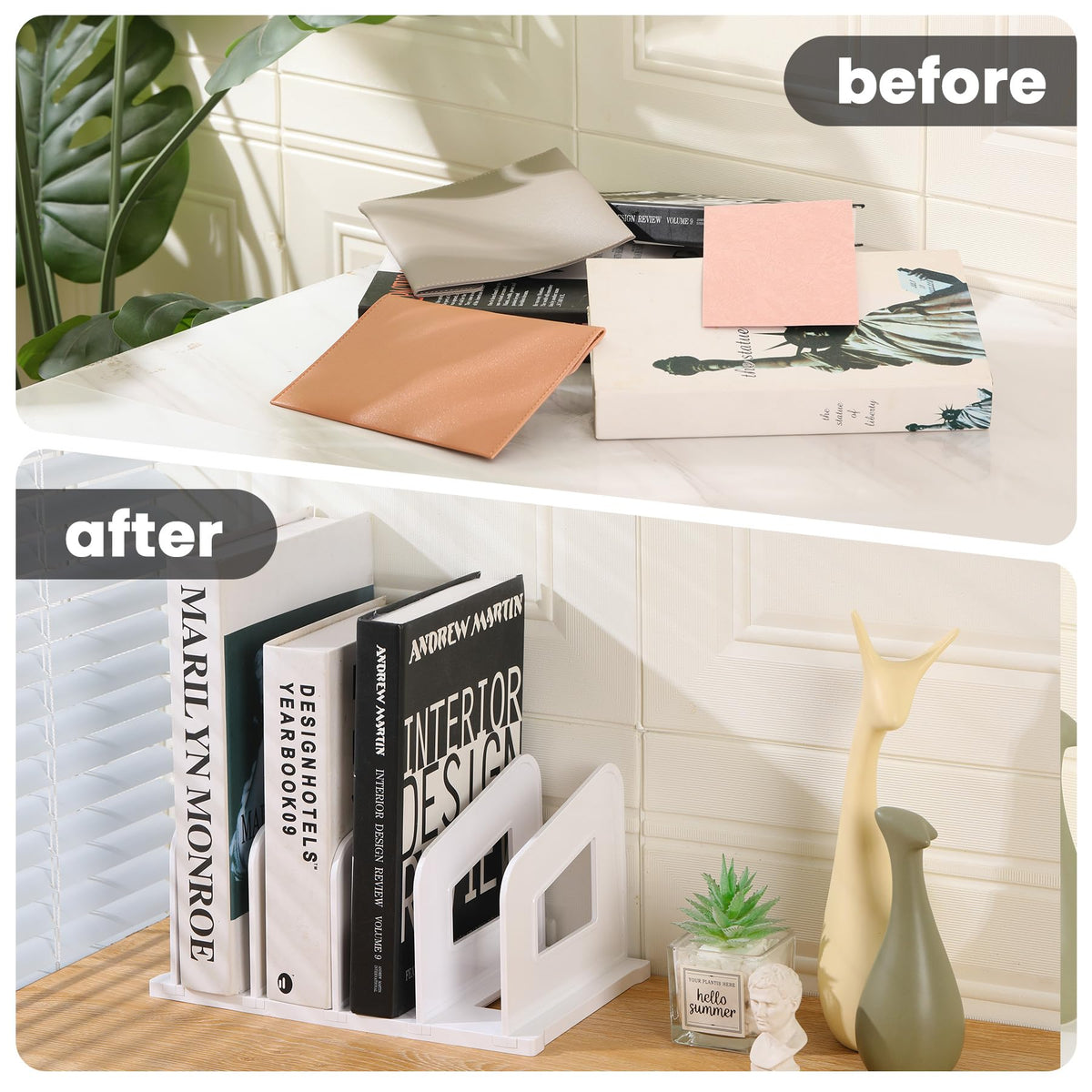 LALOBLUE File Organizer, Acrylic Folder Organizer File Sorter, Plastic Vertical Dividers for