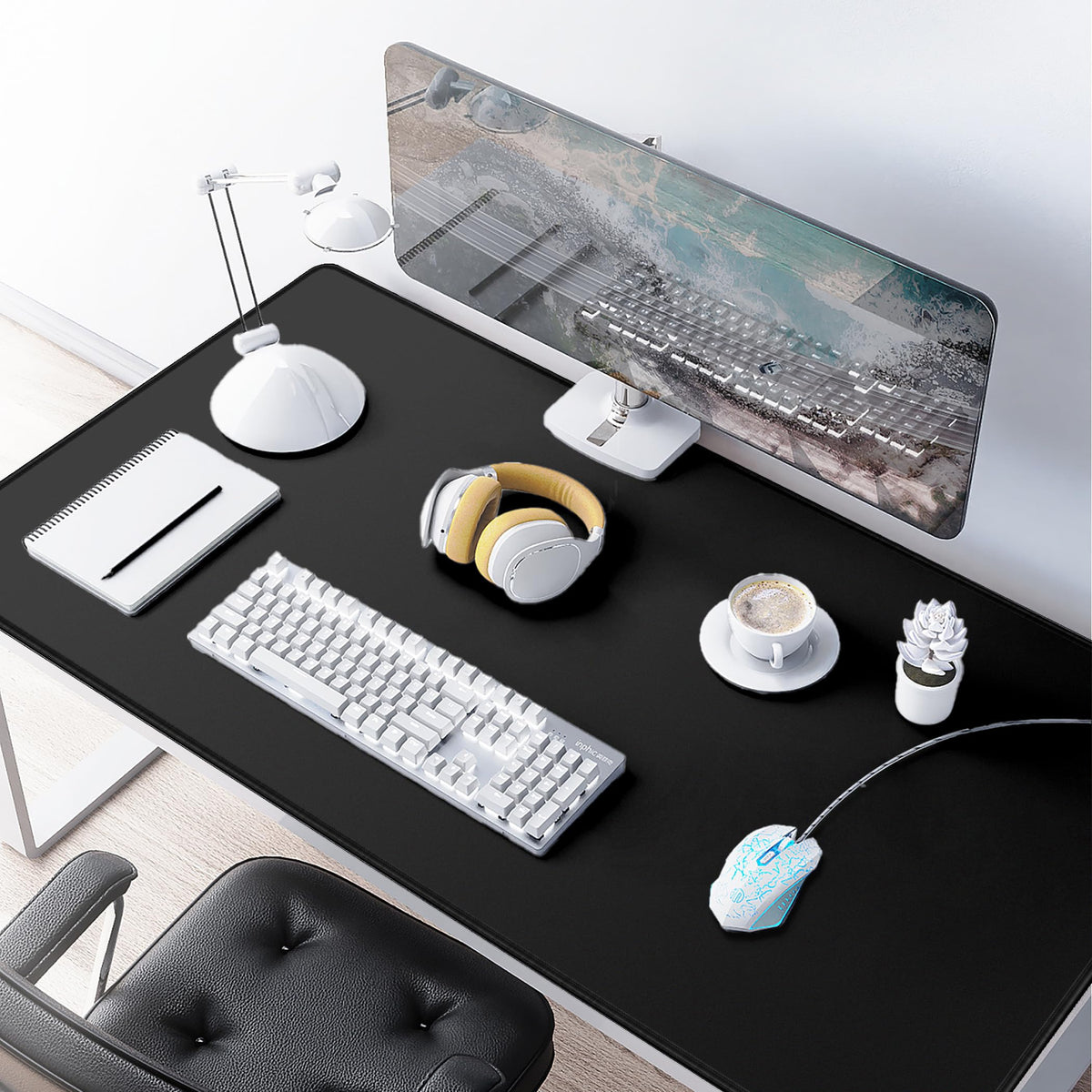 LL-COEUR XXL Black Mouse Pad Gaming Keyboard Mat Laptop Office Desk Mat (43.3" x 21.6" x 0.12")
