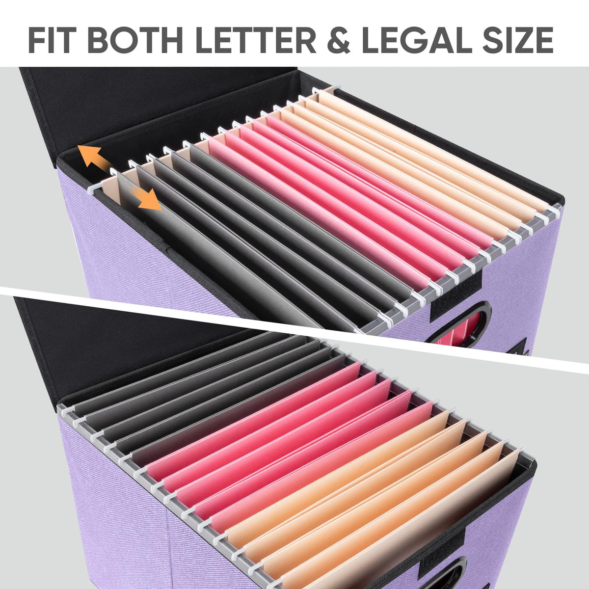 BALEINE File Organizer Box with Lid, Collapsible Hanging File Storage Box