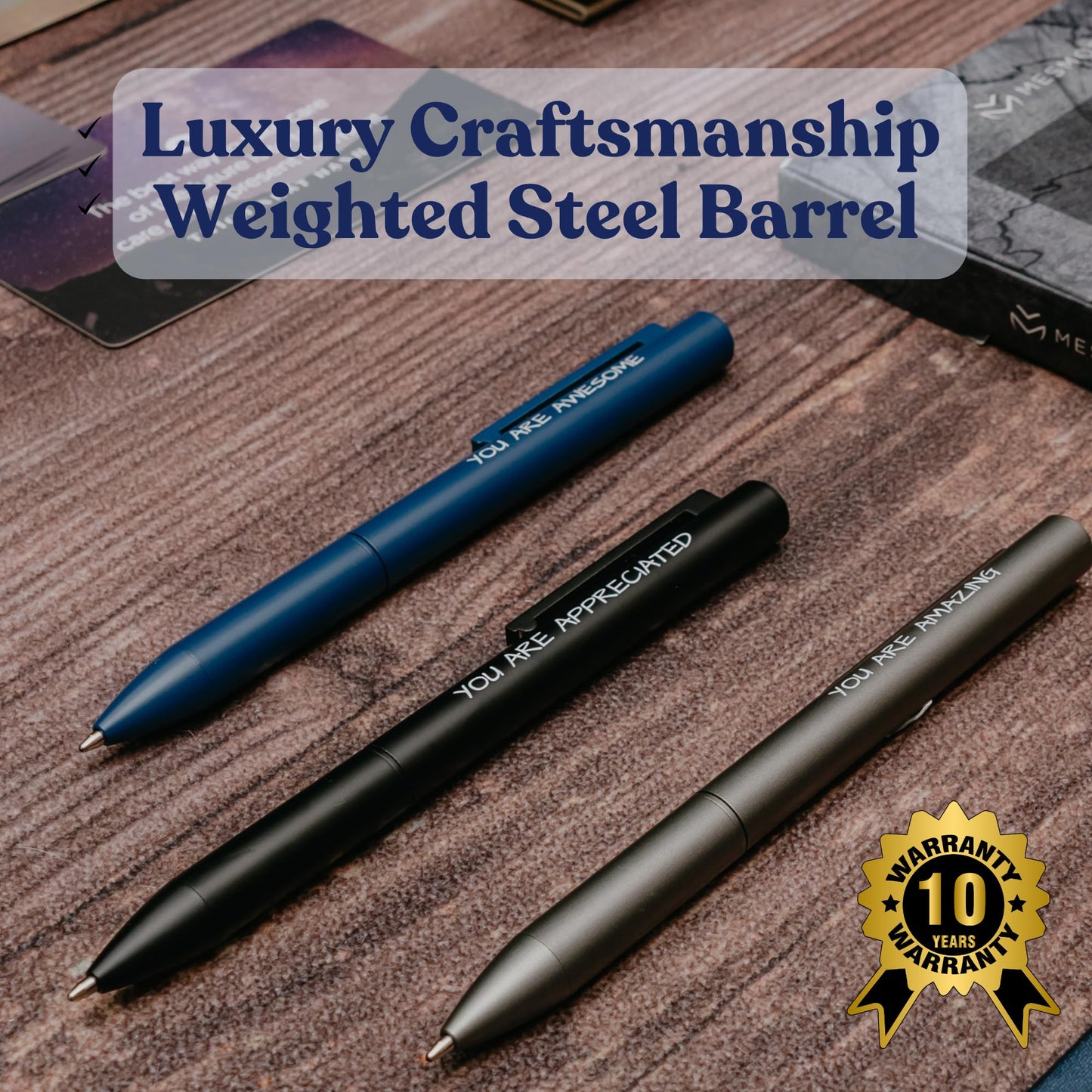 MESMOS 3pk Luxury Metal Ballpoint Pens, German-Made Ink, Teacher Appreciation Gifts Ideas, Teacher