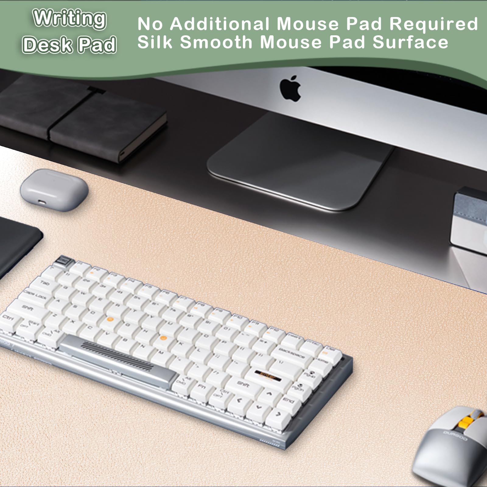 Boutilon Leather Desk Pad Protector,Non-Slip Mouse Pad,Laptop Desk Pad,Office Mouse Mat,Waterproof