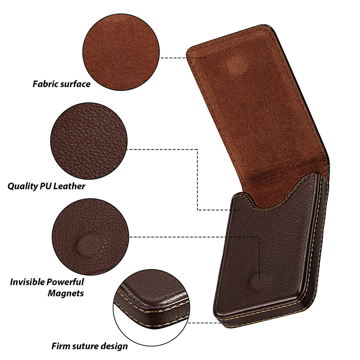 Outus 4 Pieces Business Card Holder, Gift for Husband Him Men PU Leather Business Card Case Pocket