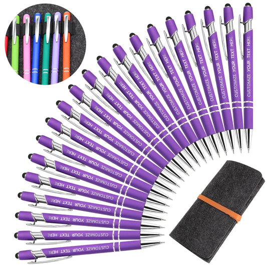 Yananka 24 Pcs Custom Pens with Stylus,Personalized Pens with Free Engraving,Customized Pens with