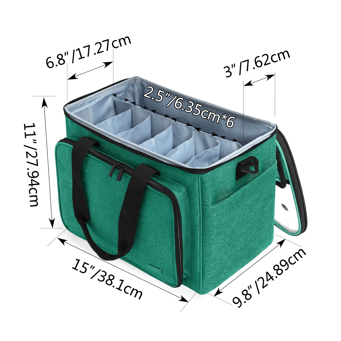 Teamoy Knitting Bag, Yarn Storage Organizer Crochet Bag Tote, Green