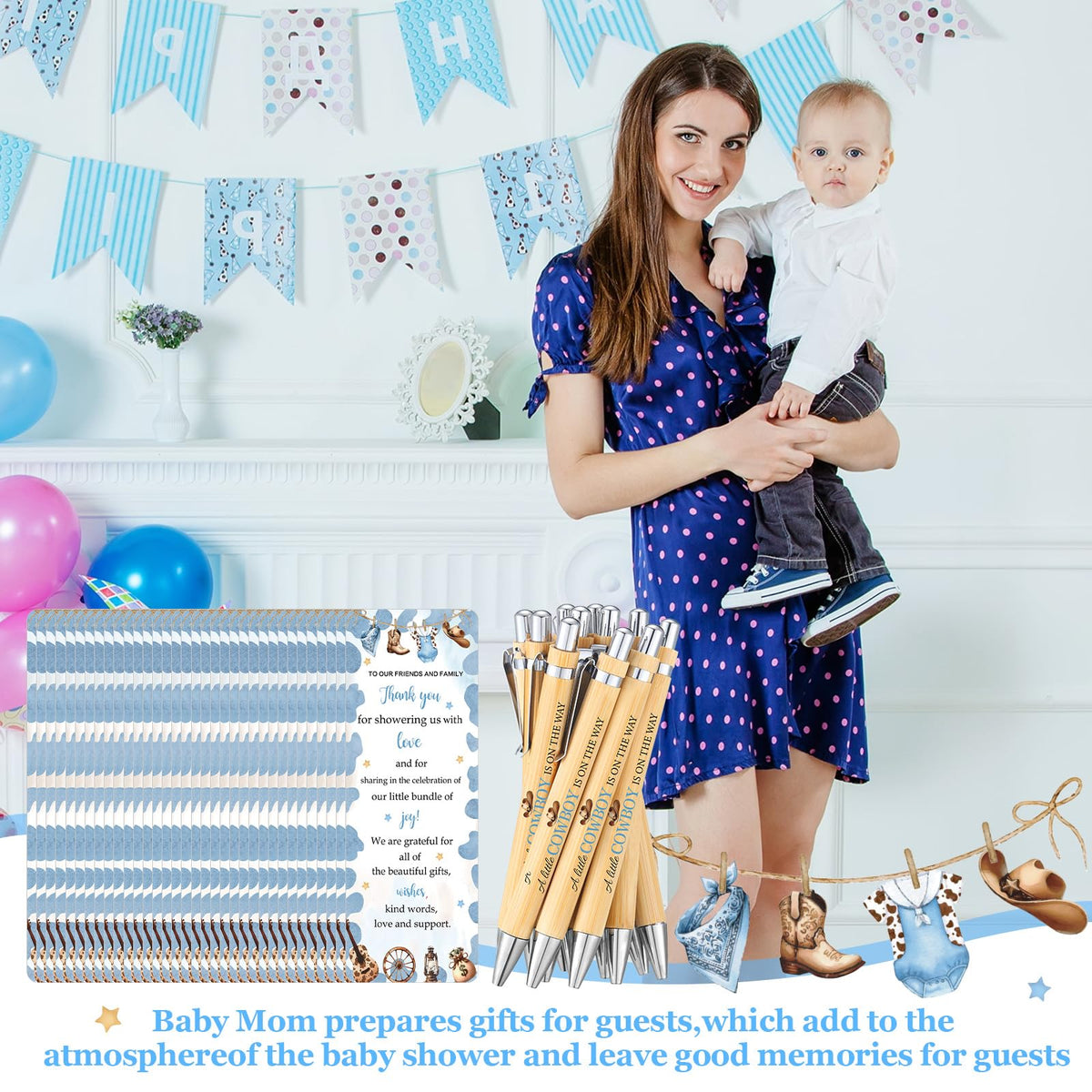 Gilprop 50 Sets Baby Shower Favors for Guests Includes 50 Baby Shower Ballpoint Pens 50 Thank You