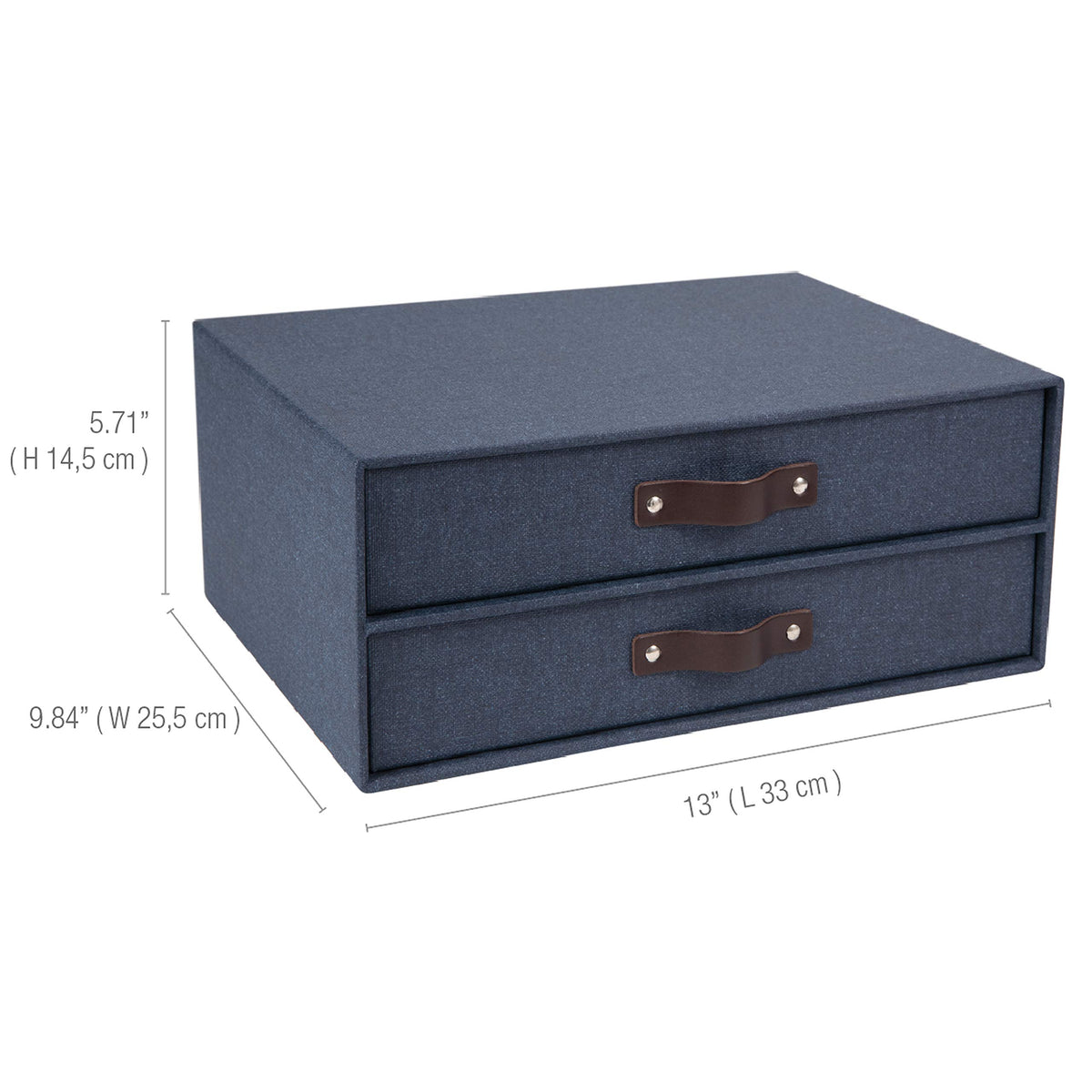 Bigso Birger 2-Drawer Canvas Fiberboard Easy Pull Handle Document Letter Box | Desktop Drawers for