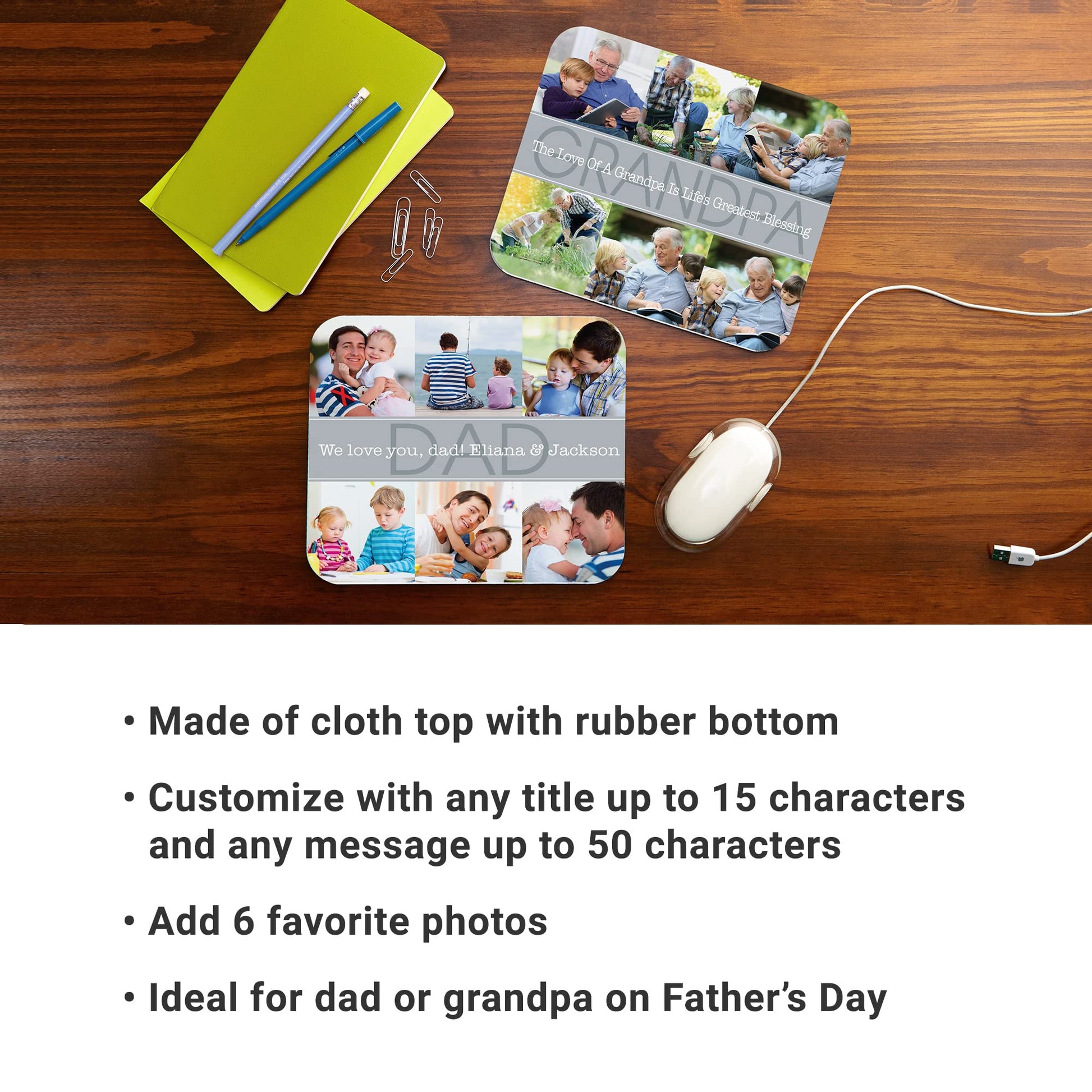 Let's Make Memories Personalized Family Rules Mouse Pad - for Father's Day - for Dad - for Him