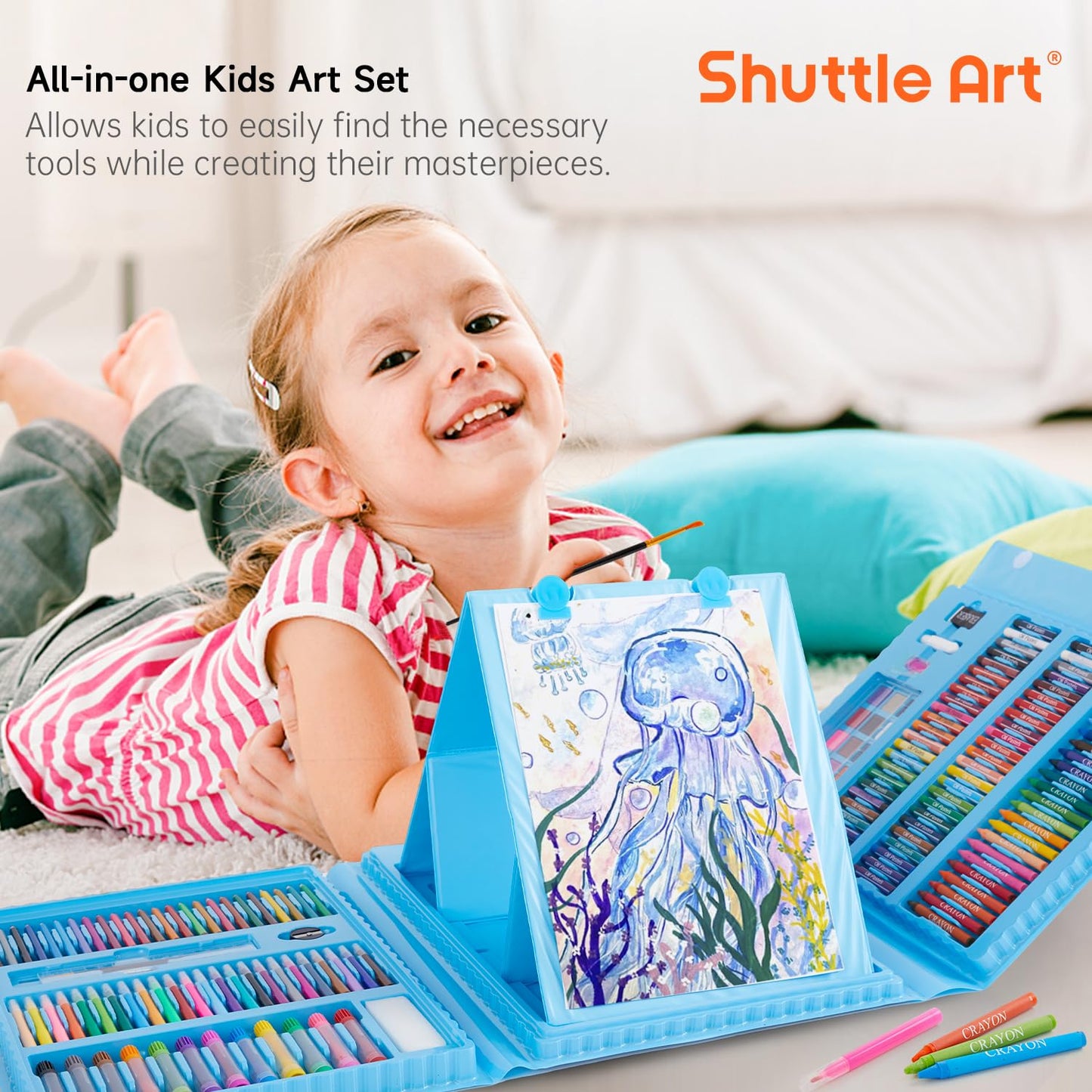 Shuttle Art 335 Piece Kids Art Set, Multi-Media Art Supplies, Gift Art Kit with Trifold Easel, 2