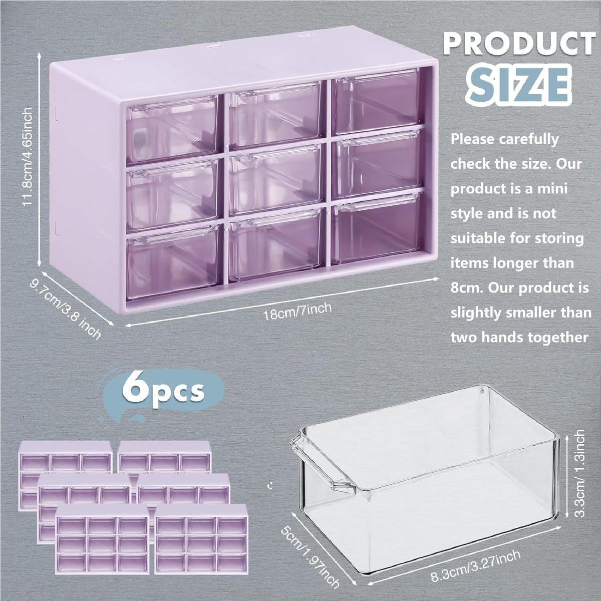 Amyhill 6 Pcs Mini Drawer Organizer Small Organizer with 9 Drawers Plastic Desktop Craft Storage