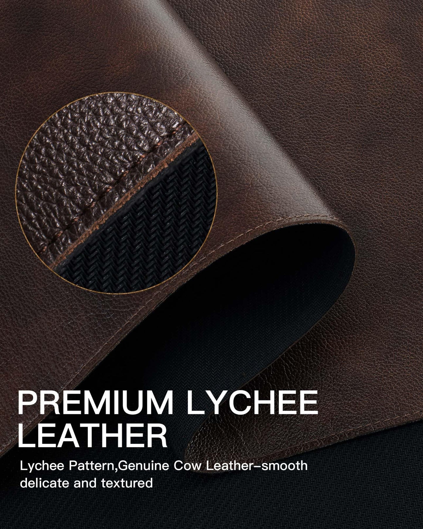 YSAGi Genuine Leather Desk Mat, 35.4"X17" Office Desk Pad, Thick Premium Table Pad with Stitched