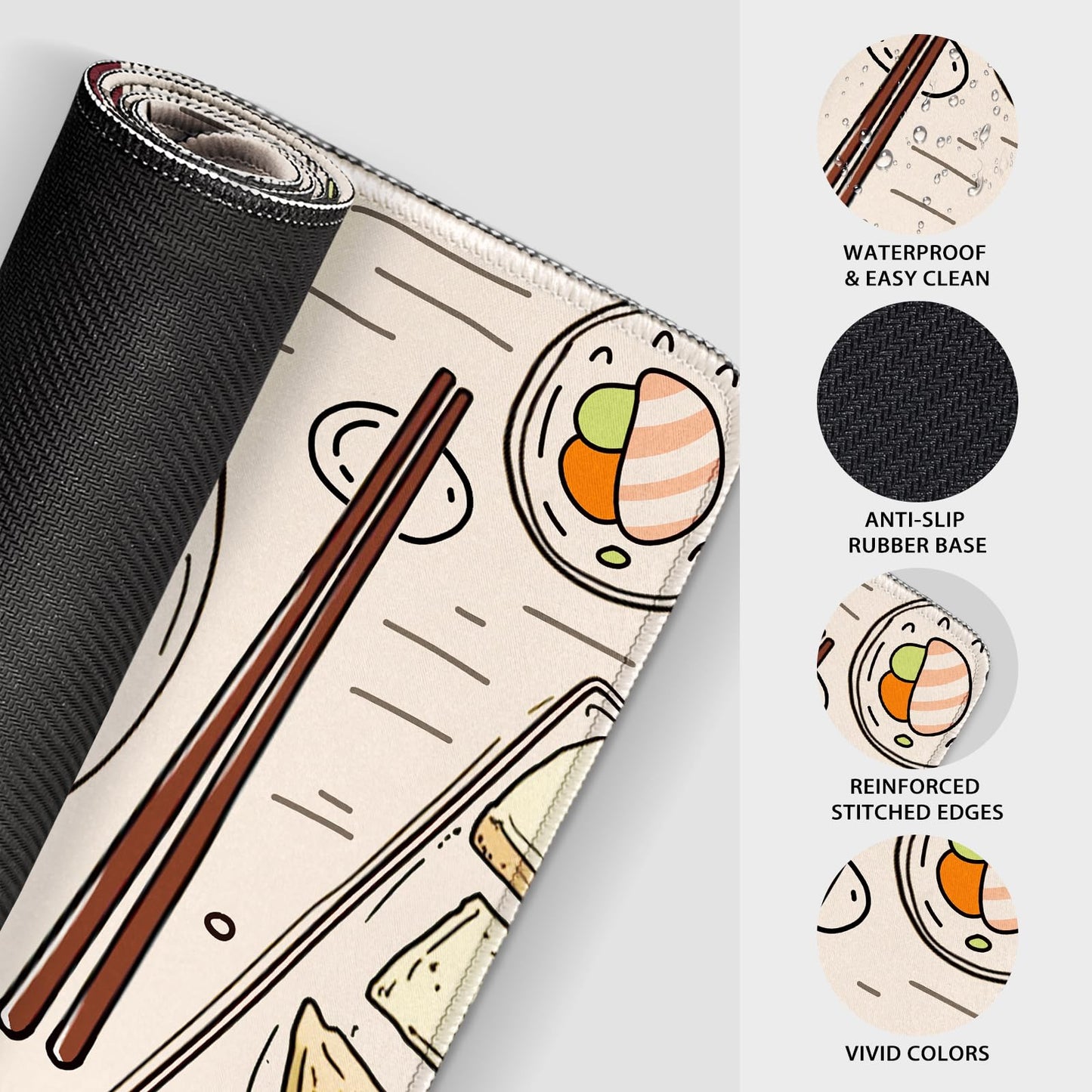 Mcapirivo Japanese Ramen Large Mouse Pad Gaming Desk Mat XXL 31.5"x15.7"