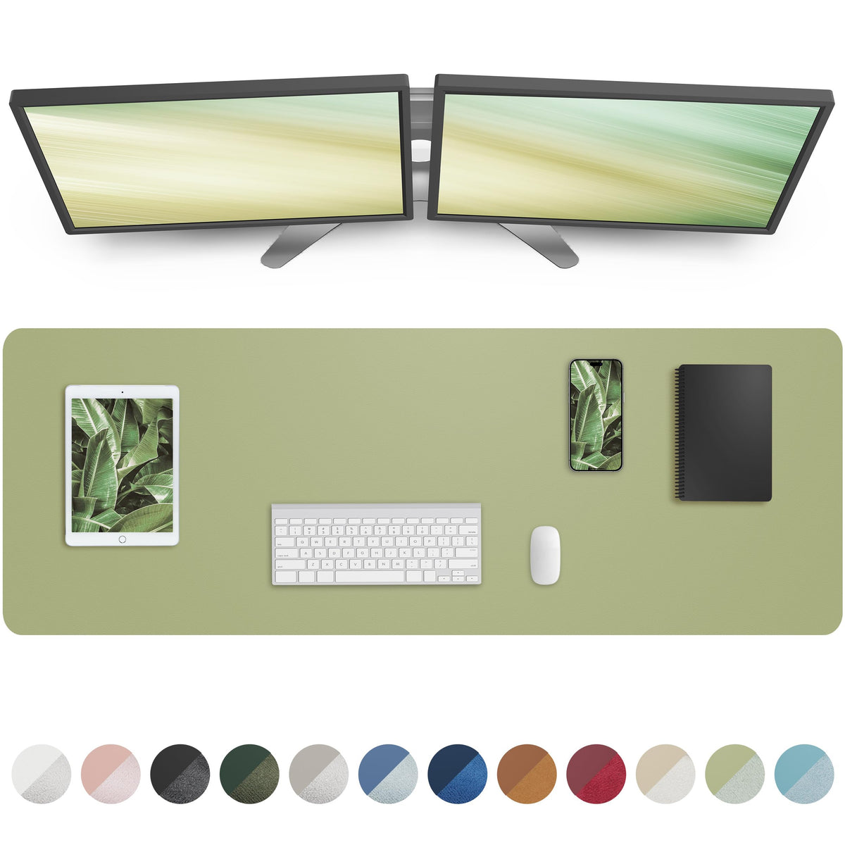 AFIING Leather Desk Pad Protector,Mouse Pad,Office Desk Mat, Non-Slip PU Leather Desk Blotter,Large
