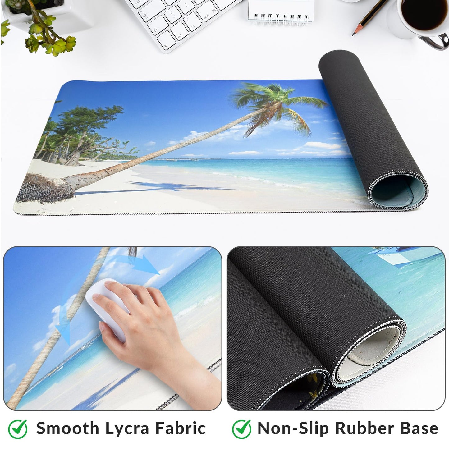 Large Gaming Mouse Pad with Coaster,Desk Matt for Desktop,Desk Mat-Sea