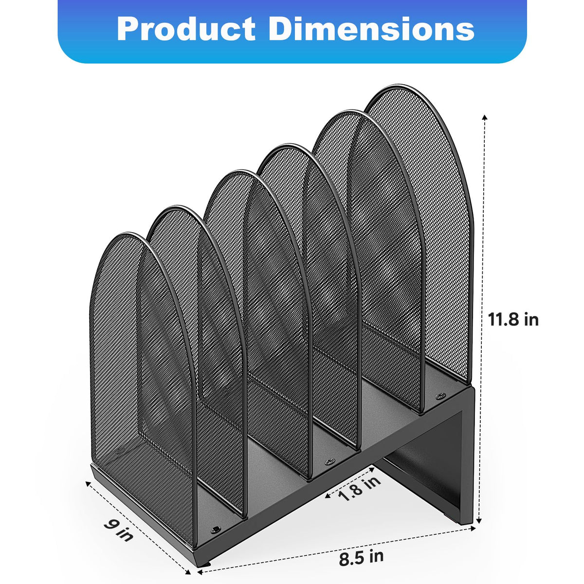 gianotter Desktop File Organizer with 5 Compartments