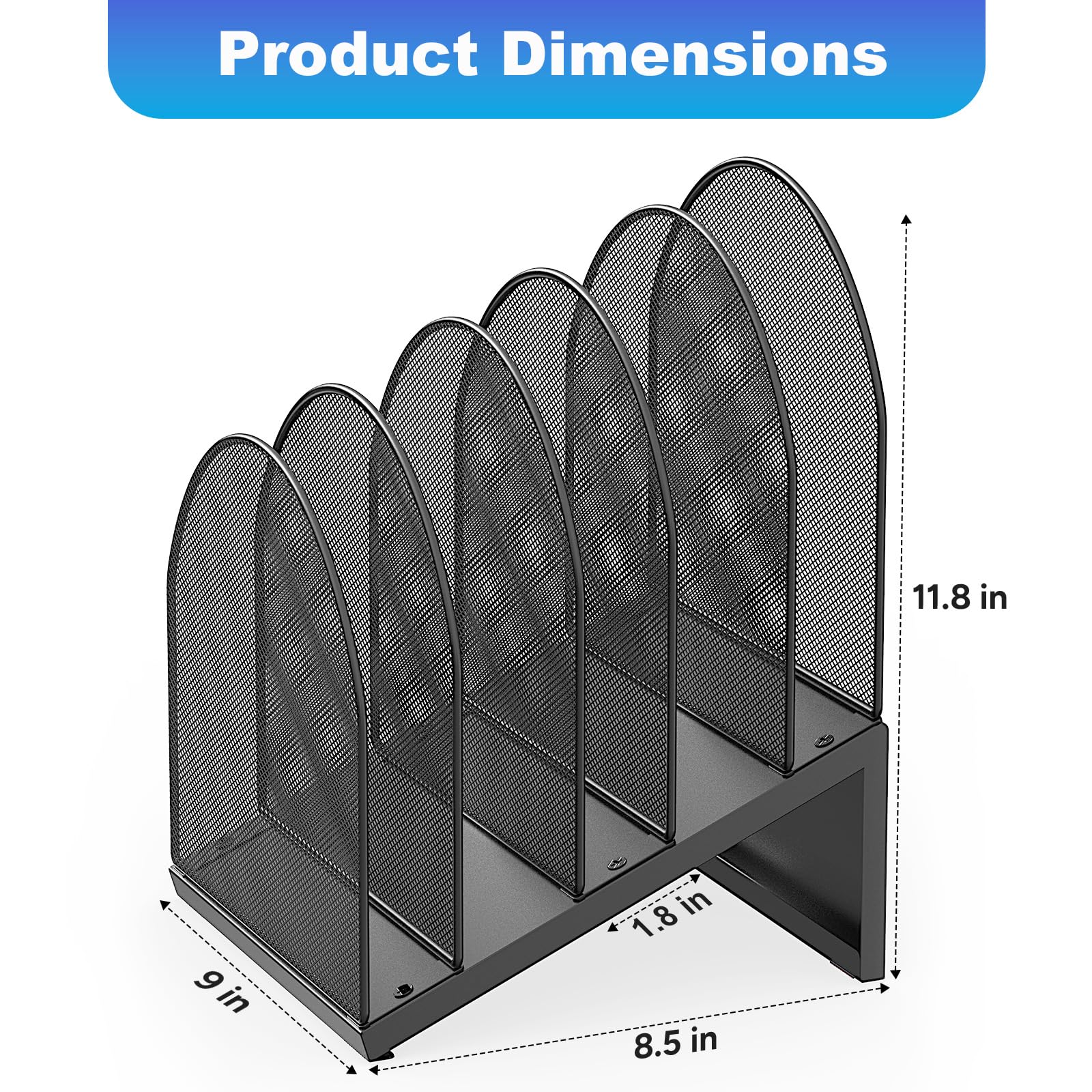 gianotter Desktop File Organizer with 5 Compartments
