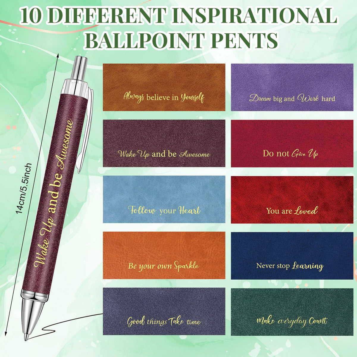Yeaqee 50 Pcs Motivational Pens Bulk Inspirational Quotes,Morandi Style