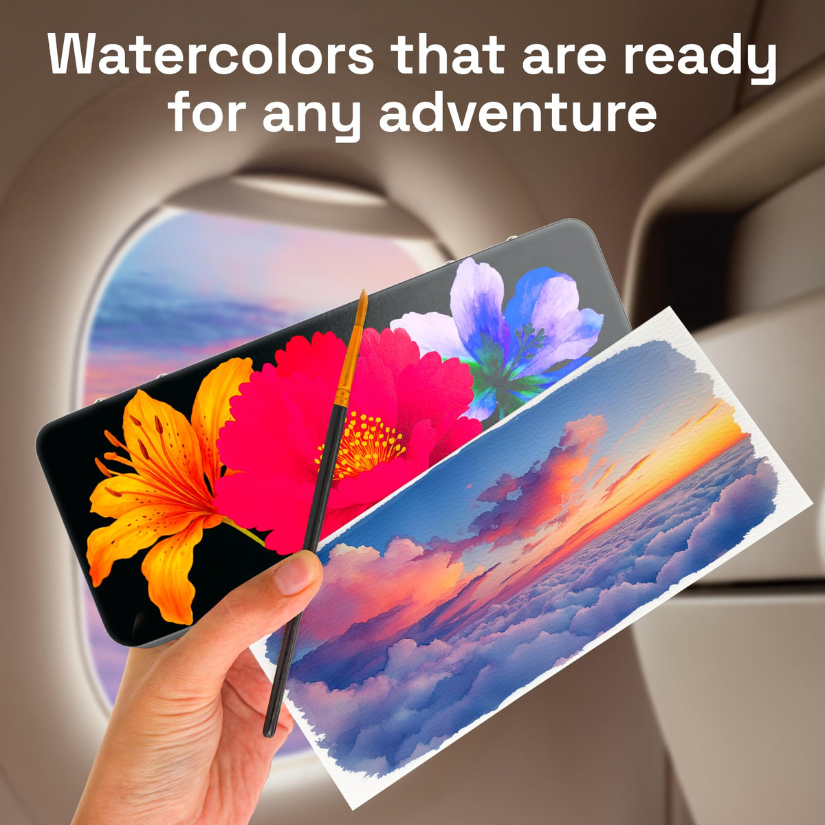 ARTISTRO Deluxe Watercolor Paint Set with Palette & Brush Pens - 100 Colors