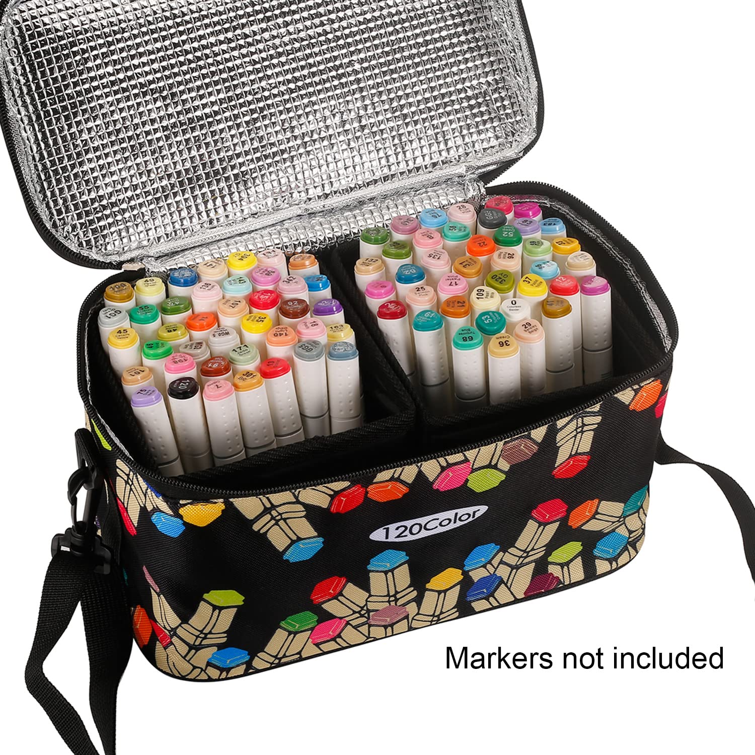 Toprema New Marker Pen Case Holder for 120 Markers Organizer Multifunctional Zipper Storage