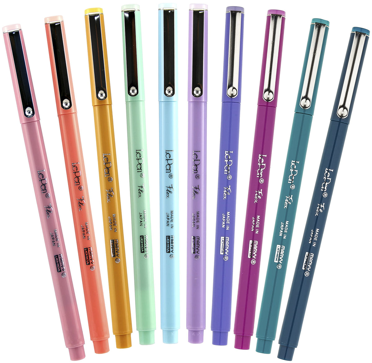 Marvy Uchida Le Flex 10 Piece Set Writing Pen, Pastel Colors