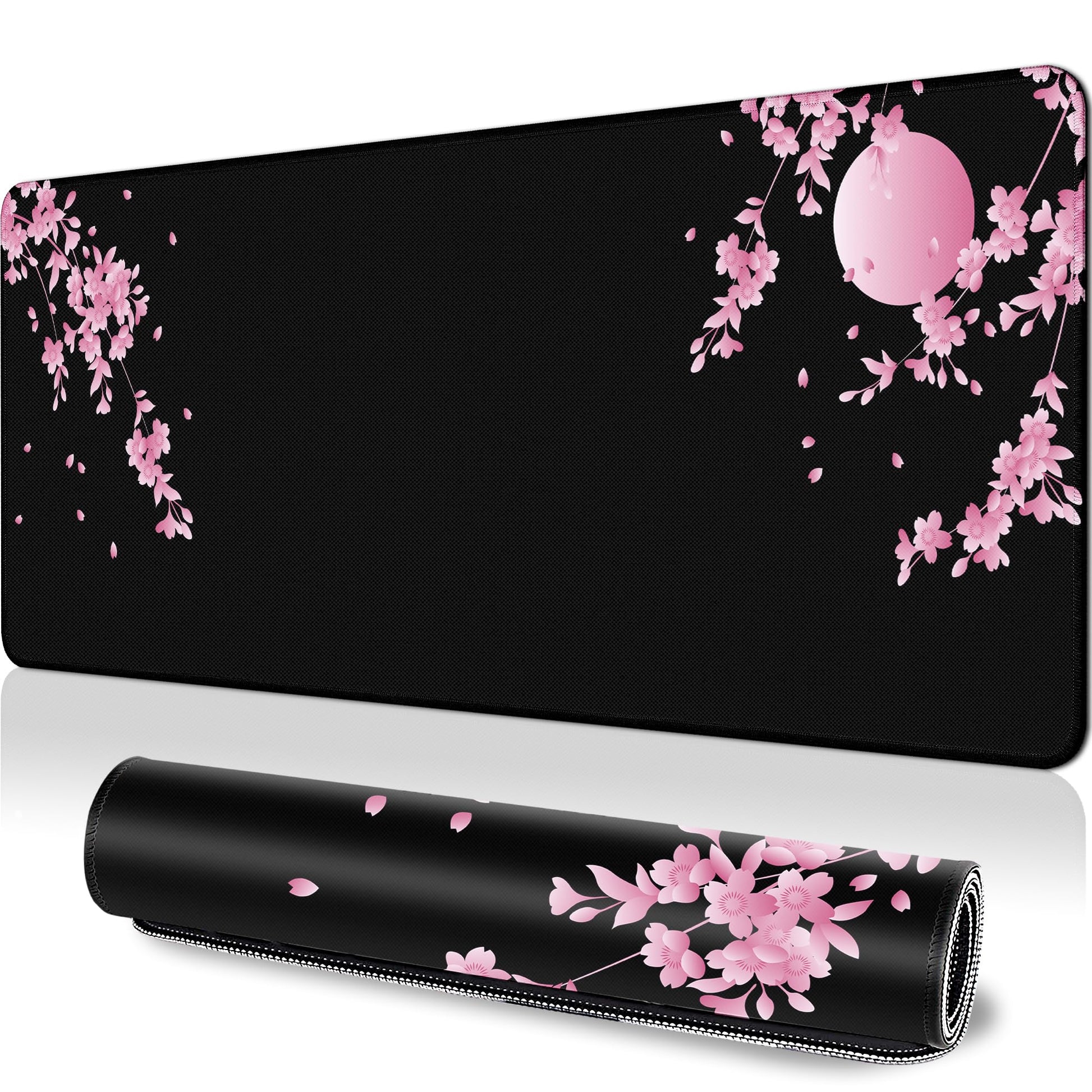 Japanese Gaming Mouse Pad Large Cherry Blossom Desk Mat, 31.5x11.8in, XL
