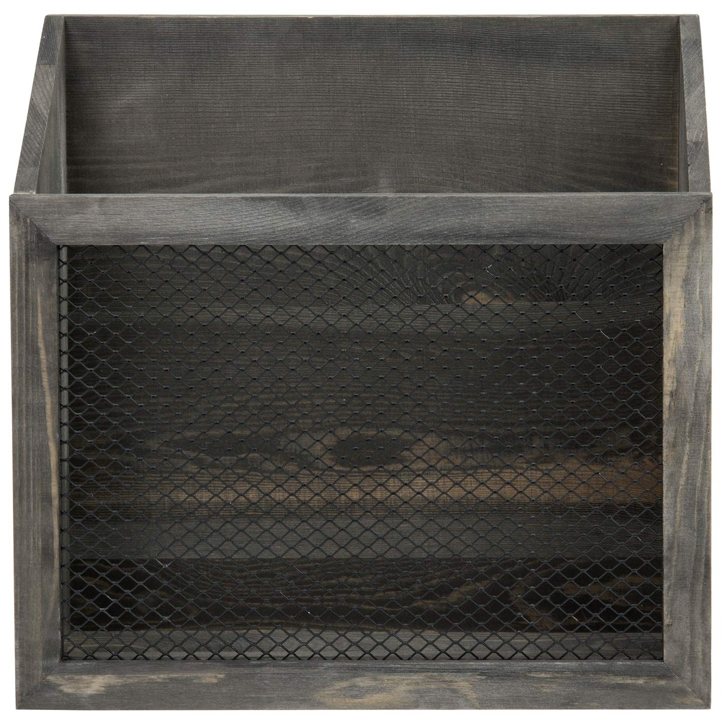 MyGift Vintage Gray Wood Magazine Holder, Chicken Wire Mail Sorter