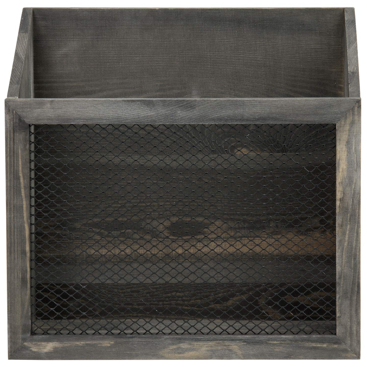MyGift Vintage Gray Wood Magazine Holder, Chicken Wire Mail Sorter