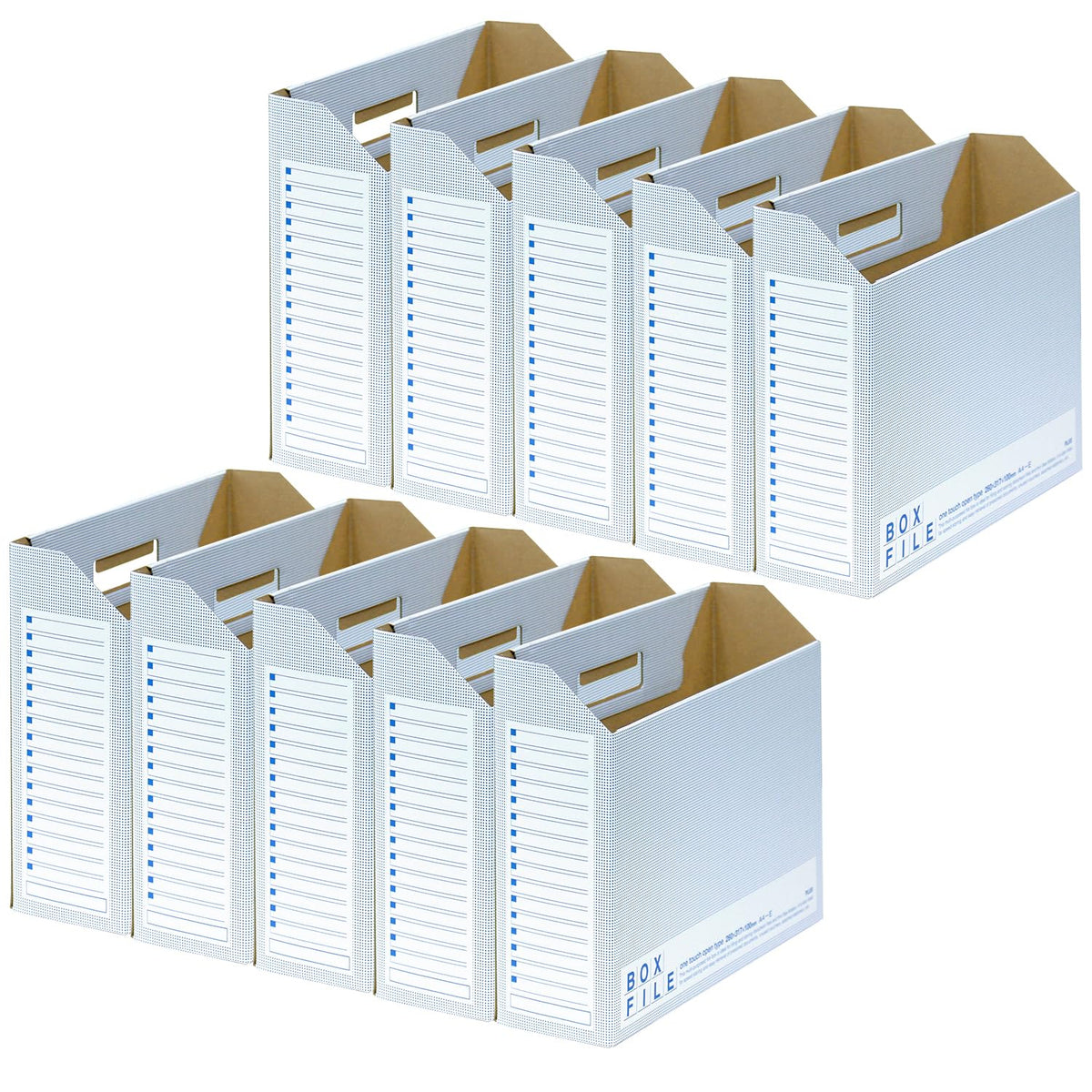 Plus 553-988 Economy File Box, 10 Notebooks, A4 Horizontal, Back Width: 3.9 inches (100 mm), Blue