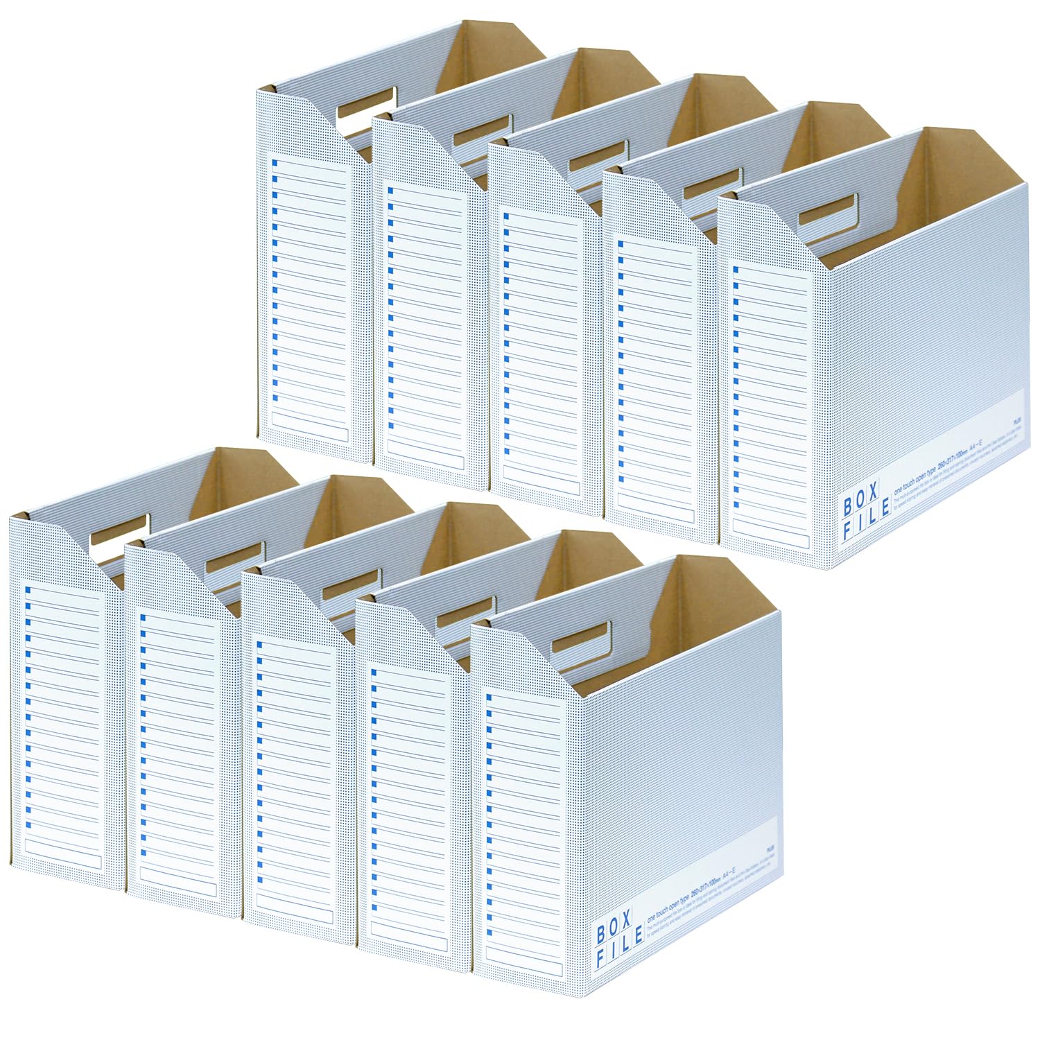 Plus 553-988 Economy File Box, 10 Notebooks, A4 Horizontal, Back Width: 3.9 inches (100 mm), Blue