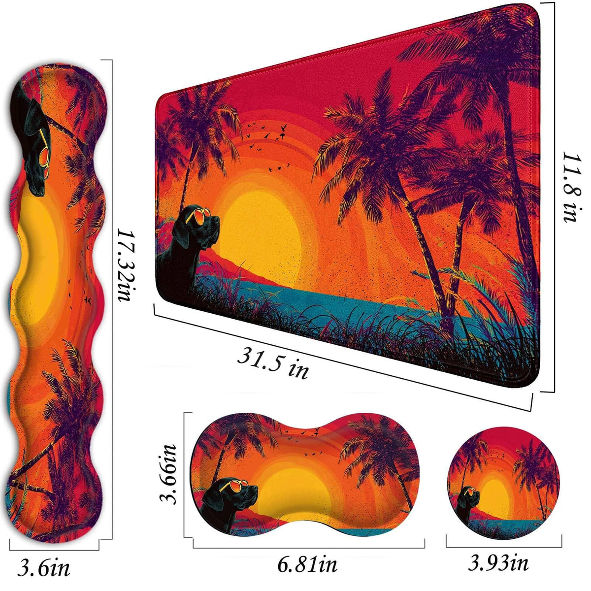 FGDRFGRW Mouse Pad Set,(31.5×11.8 in) Desk Pad + Keyboard Wrist Rest Support + Mouse Wrist Rest +