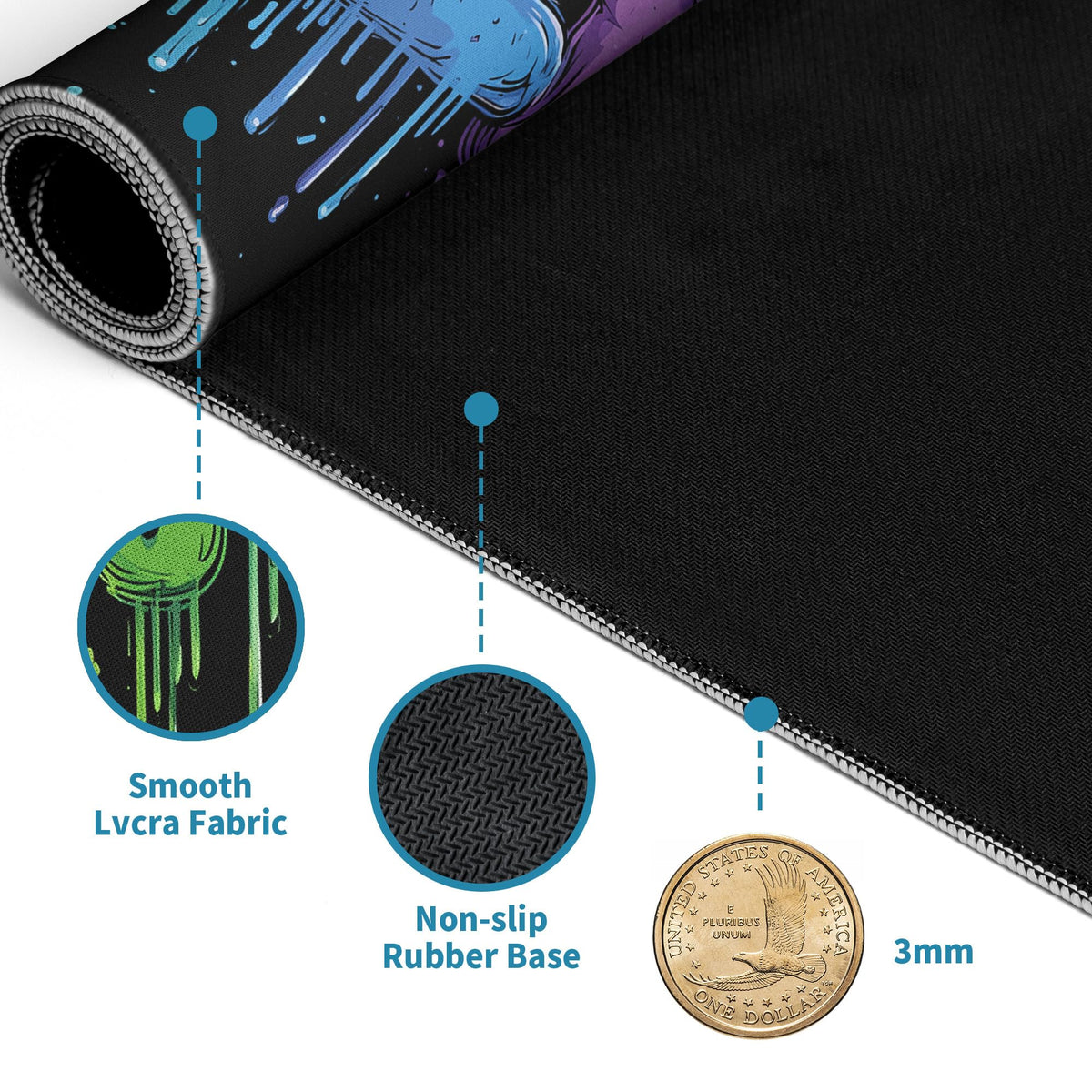 Gaming Mouse Pad Mat XL Extended Large Gaming Desk Pad Mousepad, Vibrant Game Computer Laptop