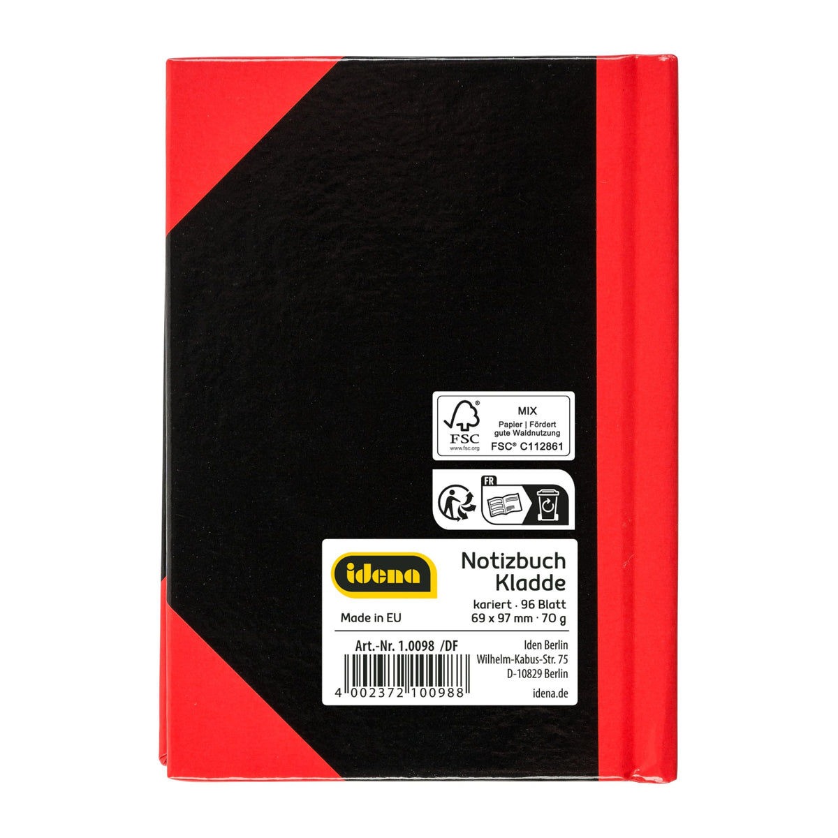 IDENA 10094 – Notebook A6 FSC Mix, 96 Sheets DIN A7 Kariert