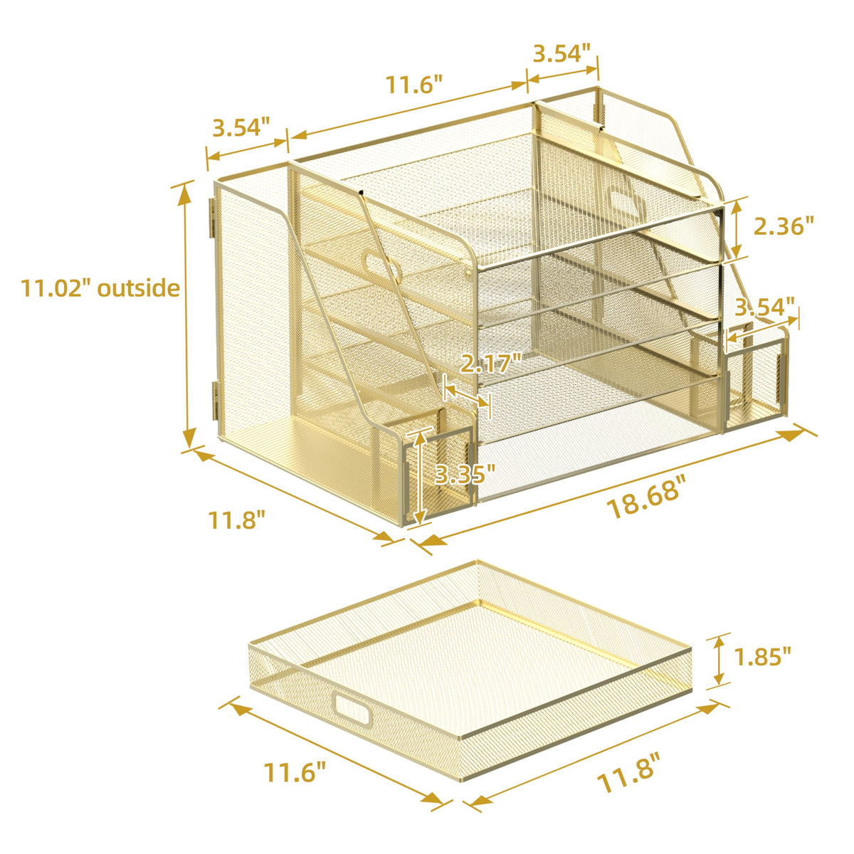 SUPEASY Mesh Desk Organizer with File Holder, 5-Tier Paper Letter Tray Organizer with Magazine