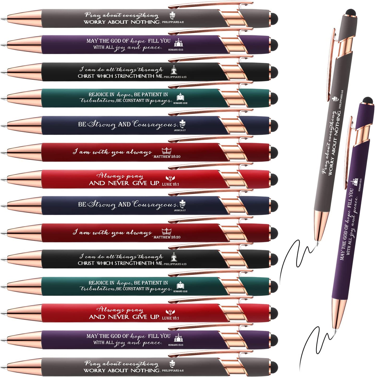 Fumete 21 Pcs Christian Pens with Stylus Tip Inspirational Gift Bulk