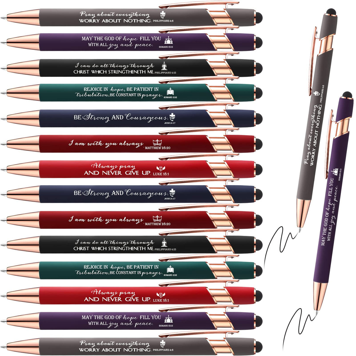 Fumete 21 Pcs Christian Pens with Stylus Tip Inspirational Gift Bulk