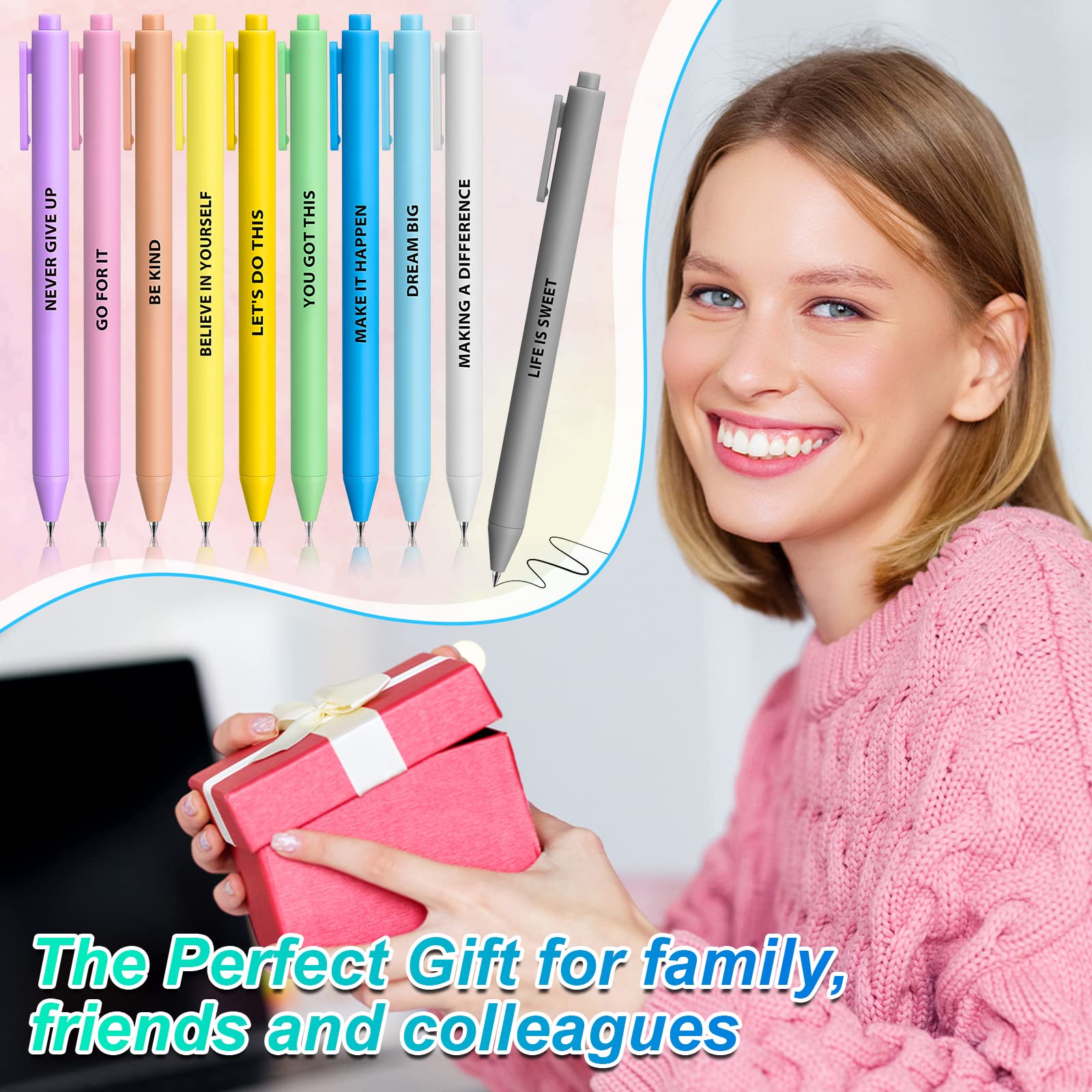 Epakh 50 Pcs Funny Pens Bulk, Inspirational, Macaron Color
