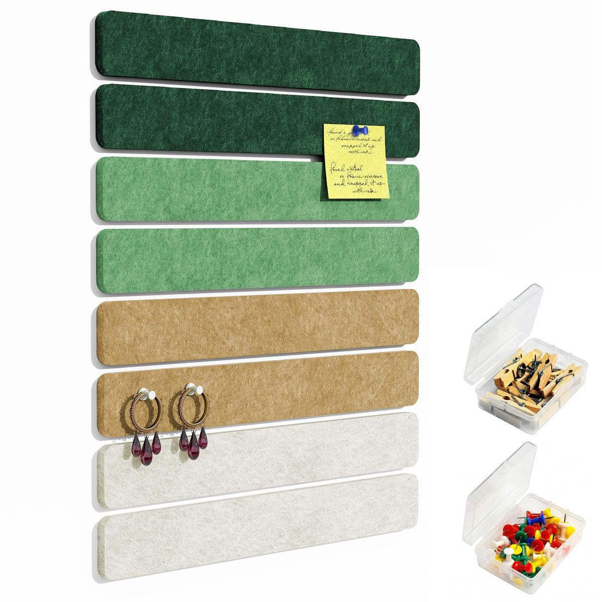 GoTiling Cork Board for Walls - 8 Pack Felt Pin Board Bar Strips - Self-Adhesive Lightweight