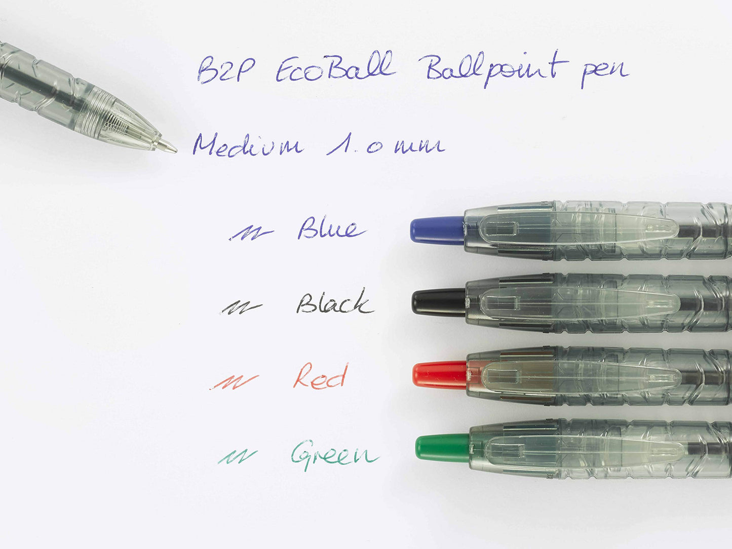 PILOT - Pack of 4 B2P Ecoball 1.0mm - Retractable and refillable ballpoint pen, made from recycled