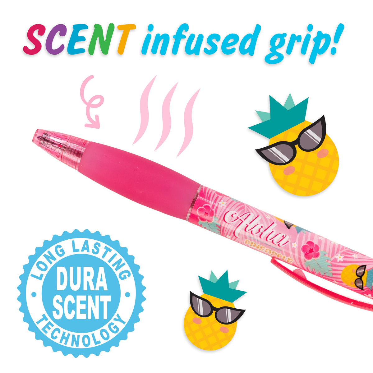 Glitter Gel Smens (2 Pack) - Aloha Unicorn Scented Pens, Colored Glitter Gel Ink, Medium Point, 8