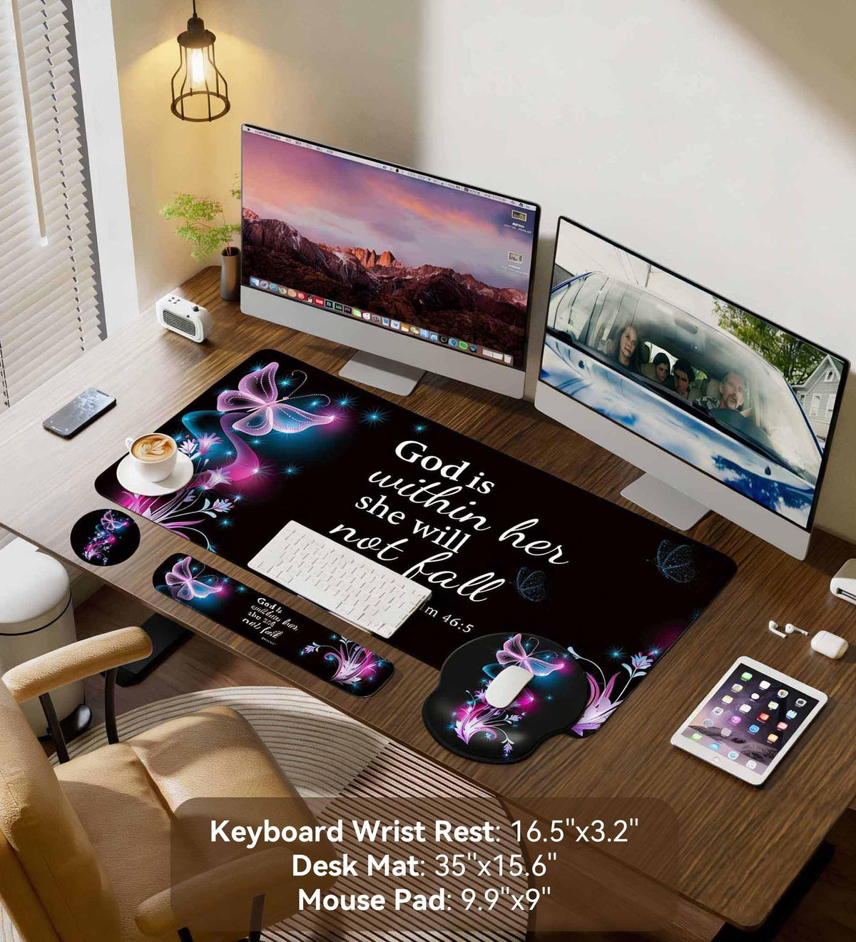 VINEBURY Desk Mat Set Keyboard and Mouse Pad with Wrist Rest Support