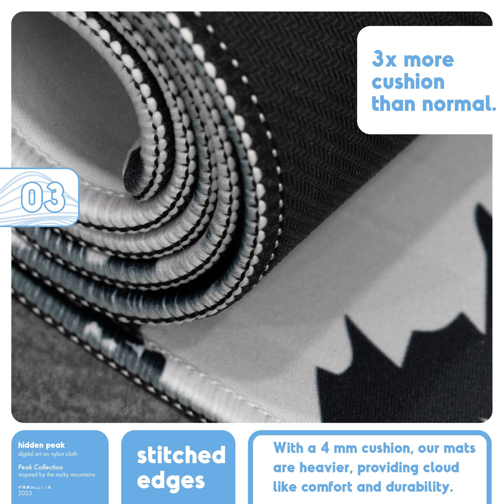 PhaseByte Hidden Peak Extended Gaming Mouse Pad - Non-Slip Desk Mat with Stitched Edges, Smooth