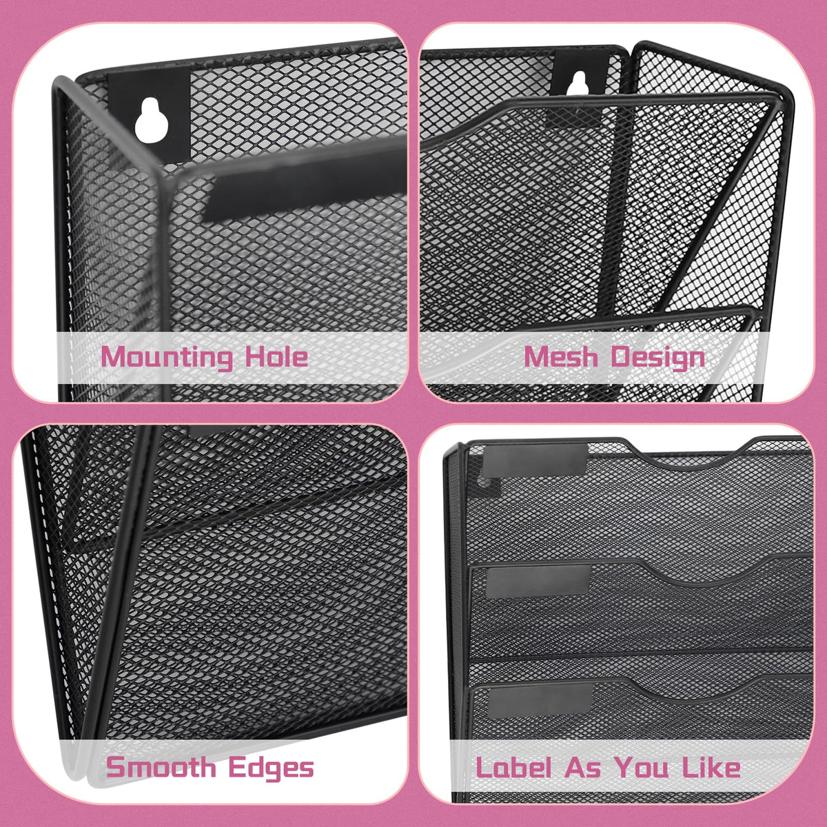 ideallife 8 Pockets Mesh Wall File Holder Organizer Office Hanging File Folder Magazine Rack