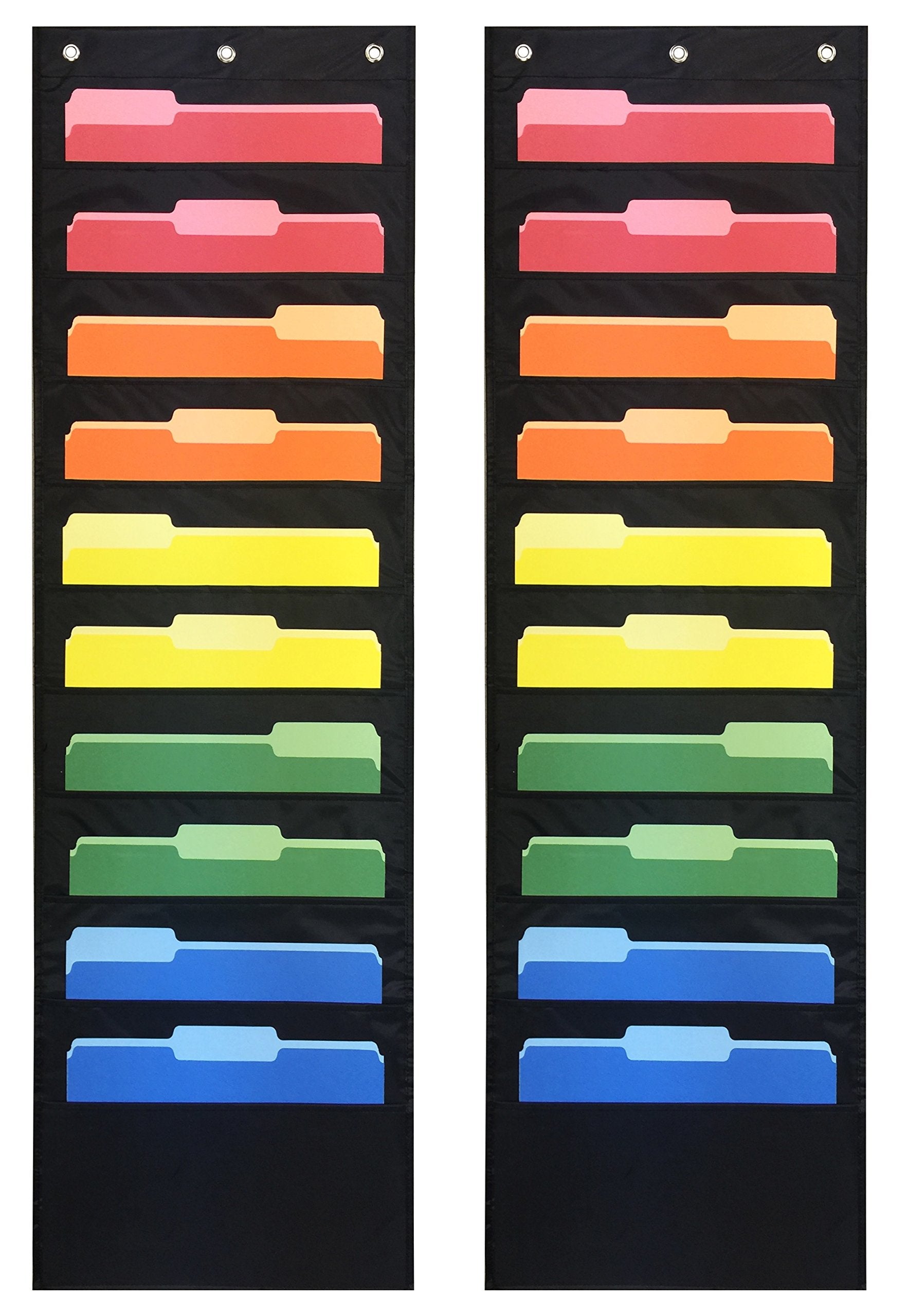 Essex Wares - 2 Pack, 10 Pocket File Folder Pocket Chart, Black, 14" Wx47 T