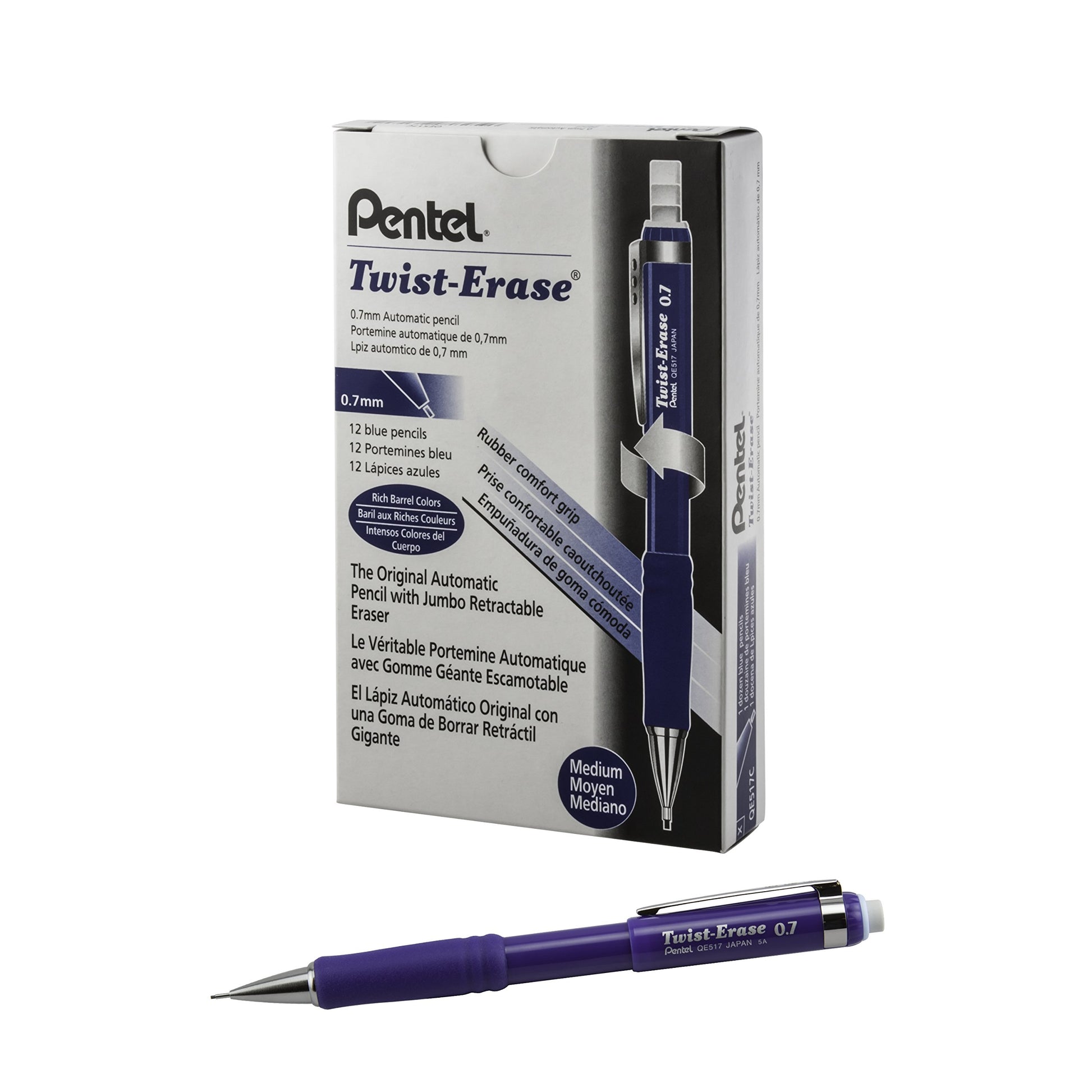 Pentel Twist-Erase III Mechanical Pencil, (0.7mm), Navy Blue Barrel