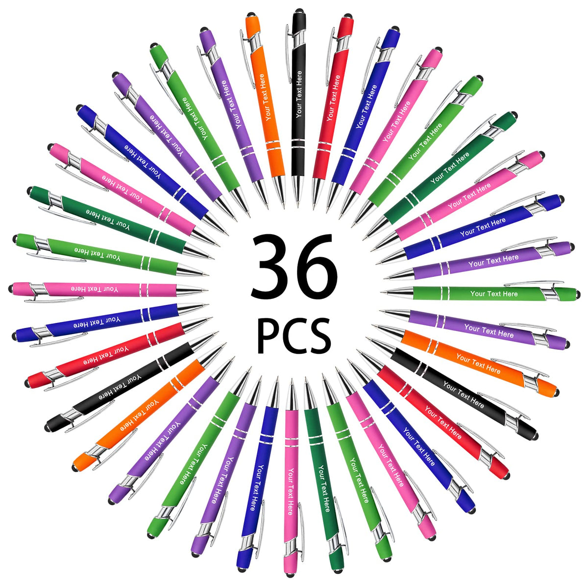 Hapelf Up to 500 Bulk Personalized Pens Custom Engraved Ballpoint Pen with Stylus Tip Retractable