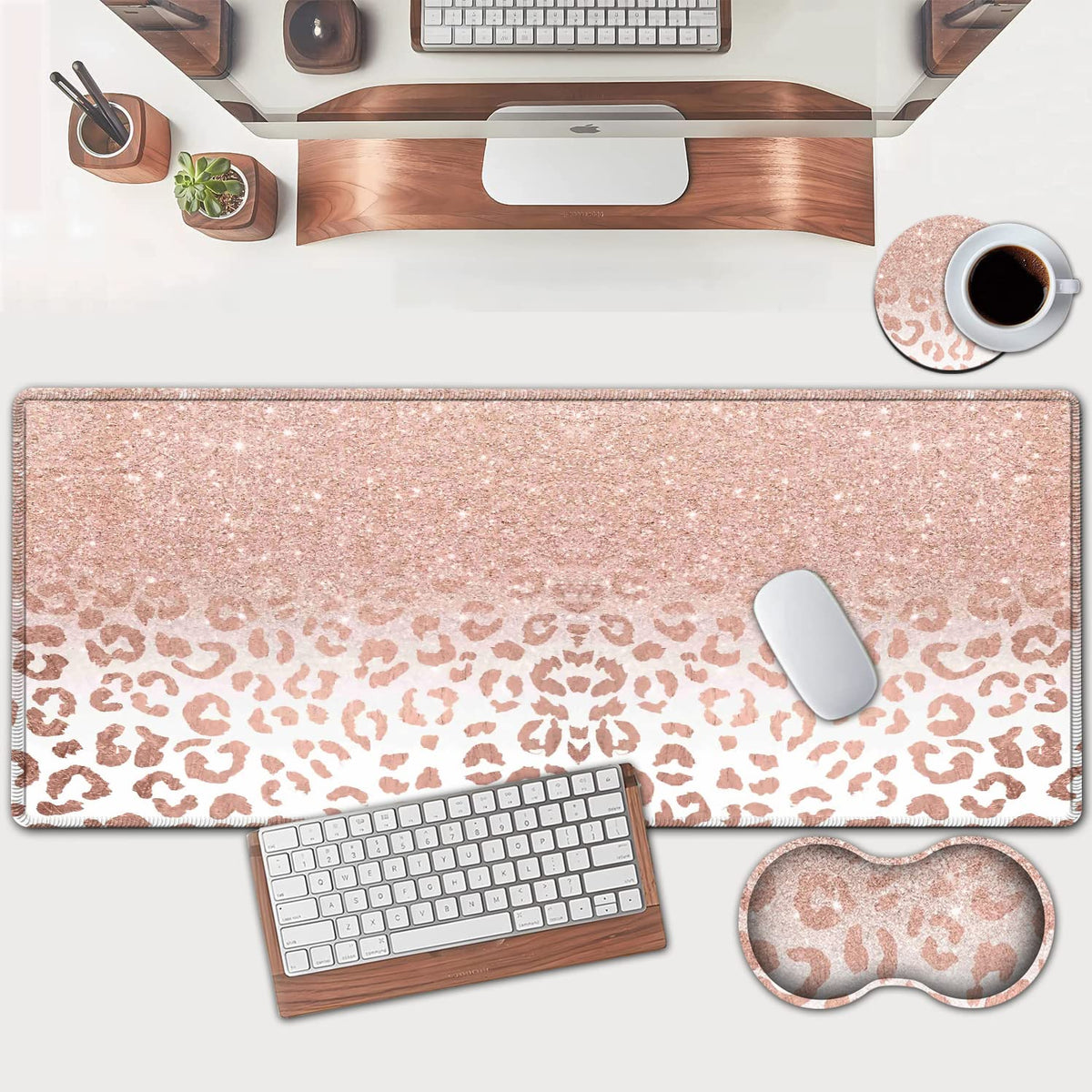 JVGFYNKL Pink Large Mouse Pad, Extended Office Desk Pad, 31.5x11.8in, Ergonomic Memory Foam Mouse