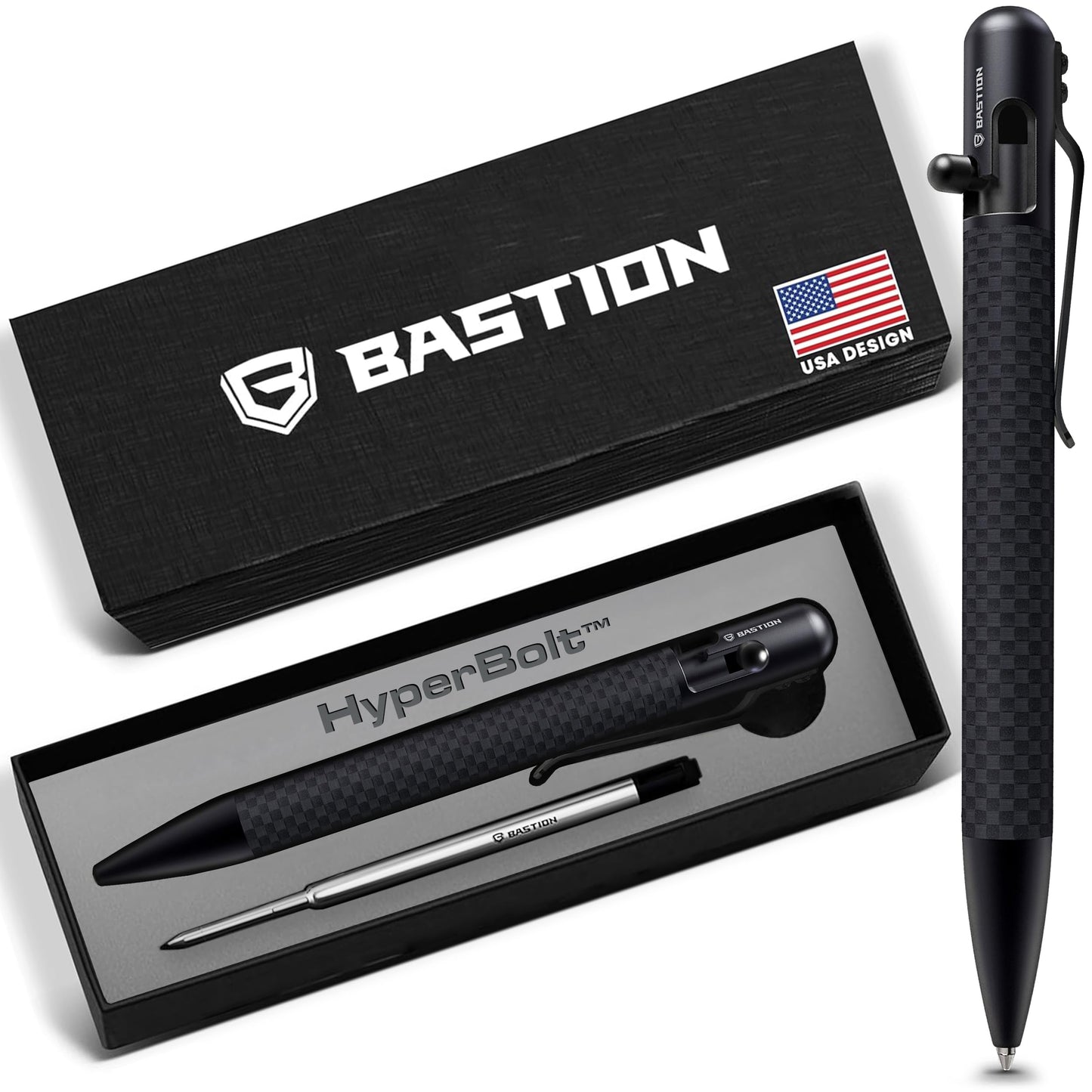 BASTION Bolt Action Pen, Carbon Fiber Black, Premium Metal Writing Pen